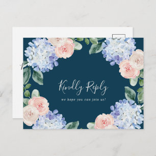 Elegant Hydrangea Navy Song Request UAWG Postcard Einladungspostkarte