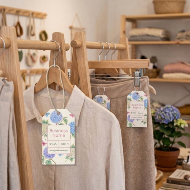 Elegant Hydrangea Price Tag mit QR Code Geschenkanhänger (Von Creator hochgeladen)