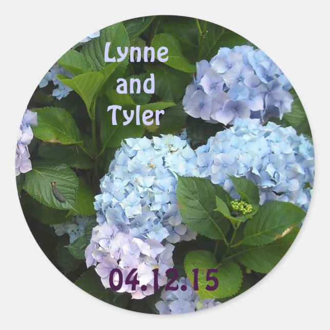 Elegant Hydrangea Save the Date Runder Aufkleber (Vorderseite)