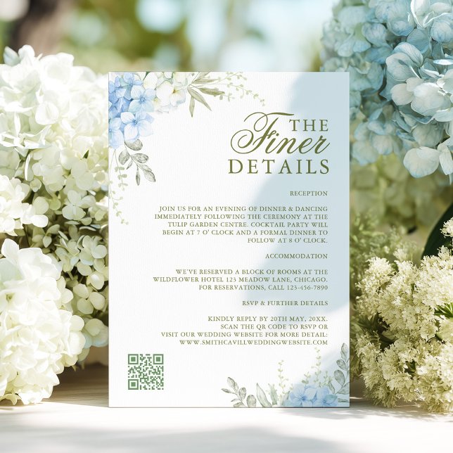 Elegant Hydrangea Wedding Details Begleitkarte (Von Creator hochgeladen)
