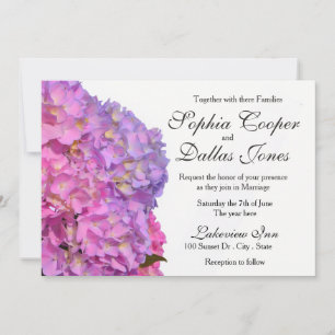 Elegant Hydrangeas rosa violette Blumen Hochzeit Einladung