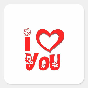Elegant I Love You Minimalist Rot Quadratischer Aufkleber