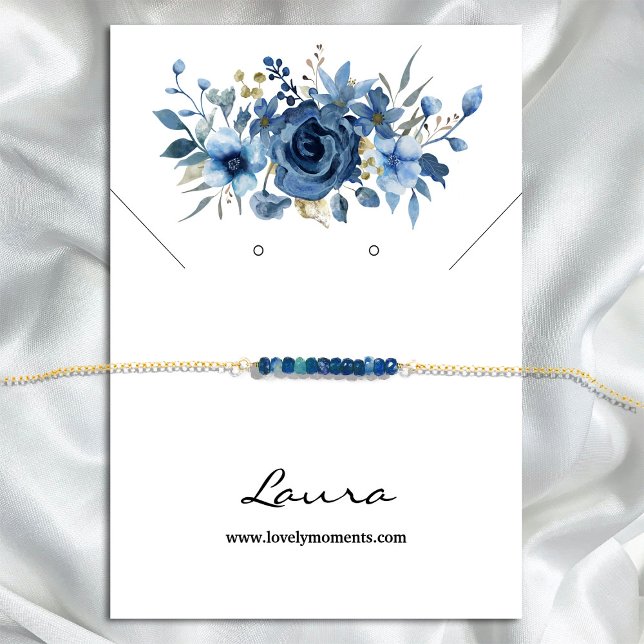 Elegant Ice Blue Winter Floral Stud Earring Visitenkarte (Elegant Ice Blue Winter Floral Stud Earring Card #navyblue #weddingfavor #zazzlemade #winterfloral)