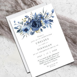 Elegant Ice Blue Winter Floral Wedding Einladung