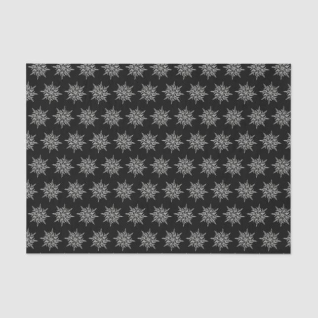 Elegant Ice Crystals Pattern on Black Seidenpapier (Vorderseite)