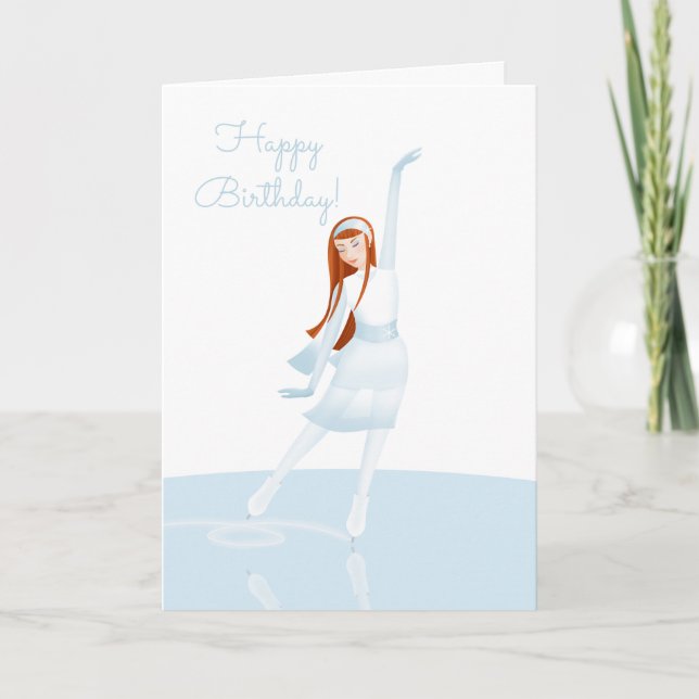 Elegant Ice Skater Folded Holiday Card Karte (Vorderseite)