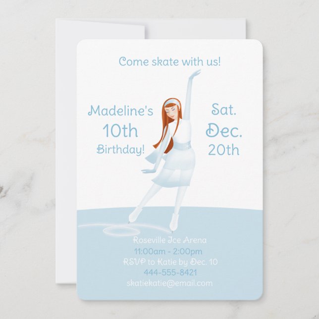 Elegant Ice Skating Party Invitation Einladung (Vorderseite)