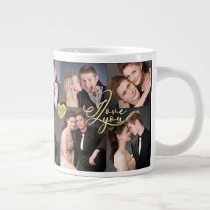 Elegant Ich liebe dich Gold Foto Collage Kalligraf Jumbo-Tasse