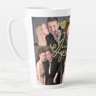 Elegant Ich liebe dich Gold Foto Collage Kalligraf Milchtasse