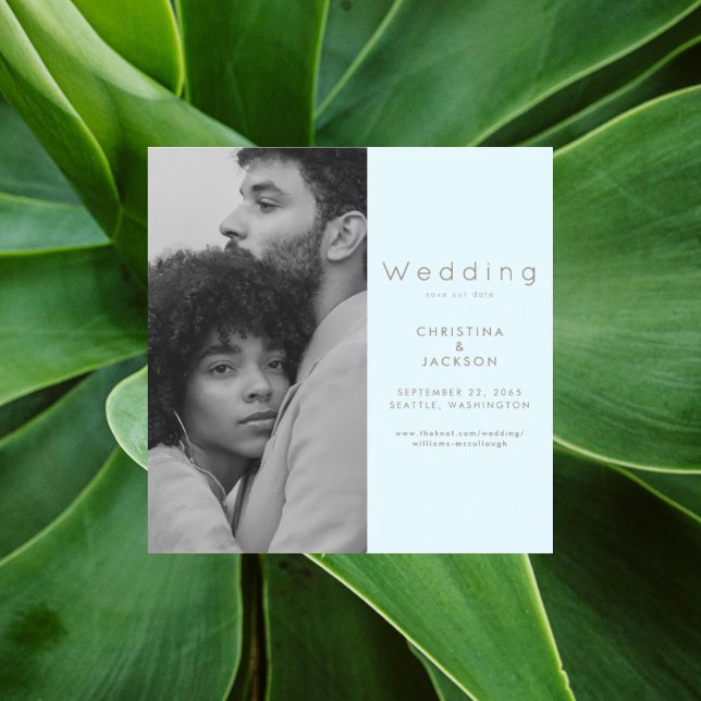 Elegant Icy Blue Foto Save the Date Magneteinladung (Von Creator hochgeladen)