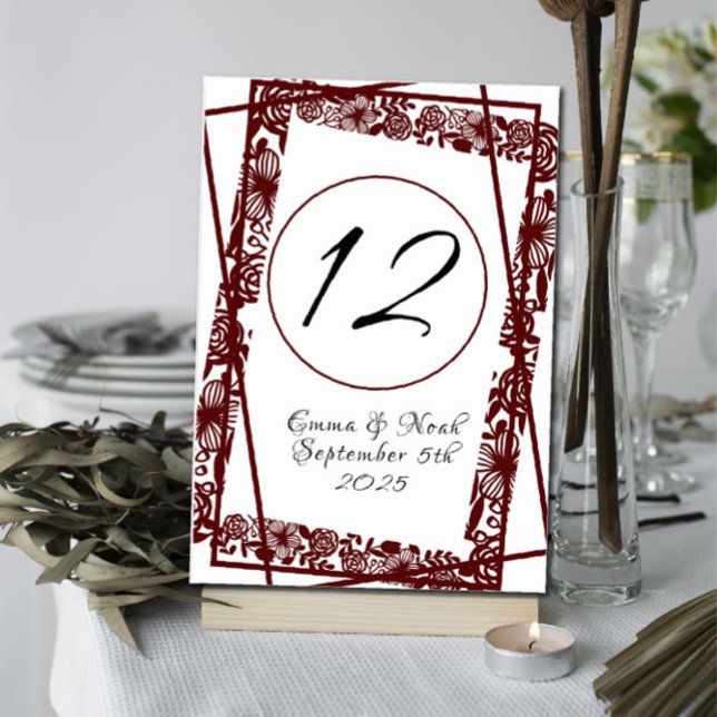 Elegant im Freien Maroon Burgandy Tischnummer (Von Creator hochgeladen)