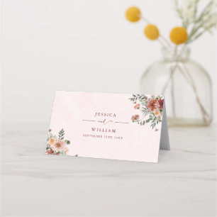 Elegant im Herbst Rosa Töne Hochzeit Platzkarte