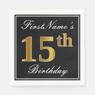 Elegant, Imitat-Gold15. Geburtstag + Individueller Serviette
