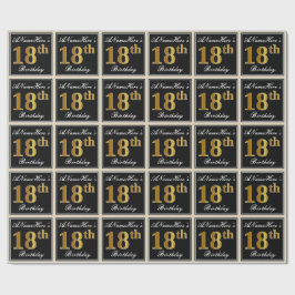 Elegant, Imitate Gold 18. Geburtstag + Individuell Geschenkpapier