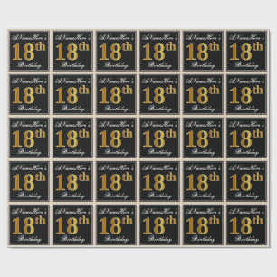 Elegant, Imitate Gold 18. Geburtstag + Individuell Geschenkpapier