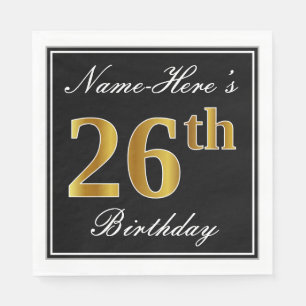 Elegant, Imitate Gold 26. Geburtstag + Individuell Serviette