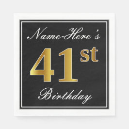 Elegant, Imitate Gold 41. Geburtstag + Individuell Serviette