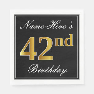 Elegant, Imitate Gold 42. Geburtstag + Individuell Serviette
