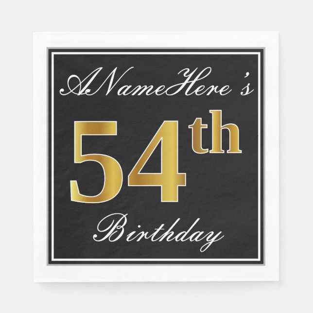 Elegant, Imitate Gold 54. Geburtstag + Individuell Serviette (Vorderseite)