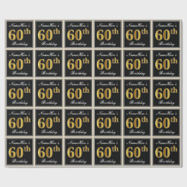 Elegant, Imitate Gold 60. Geburtstag + Individuell Geschenkpapier