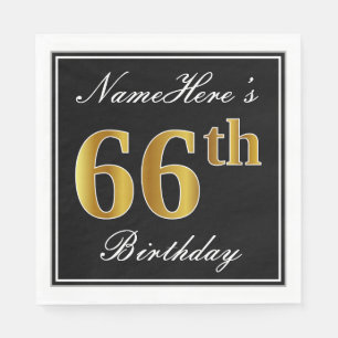 Elegant, Imitate Gold 66. Geburtstag + Individuell Serviette