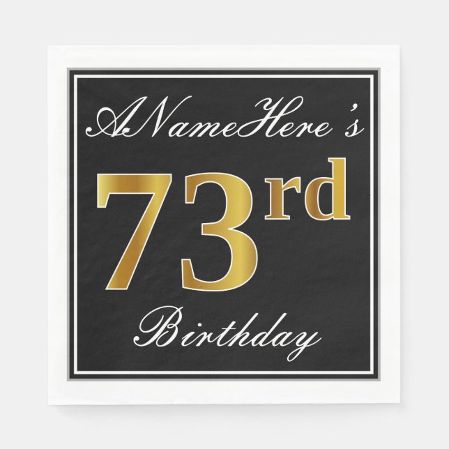 Elegant, Imitate Gold 73. Geburtstag + Individuell Serviette (Vorderseite)