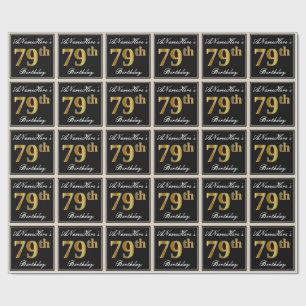 Elegant, Imitate Gold 79. Geburtstag + Individuell Geschenkpapier
