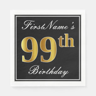 Elegant, Imitate Gold 99. Geburtstag + Individuell Serviette