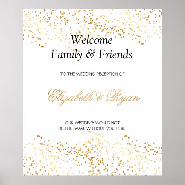 Elegant, Imitate Gold Foil Confetti, Custom, Weddi Poster (Vorne)