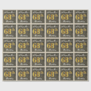 Elegant, Imitate Holz, Imitate Gold 68. Geburtstag Geschenkpapier