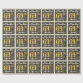 Elegant, Imitate Holz, Imitate Gold 69. Geburtstag Geschenkpapier