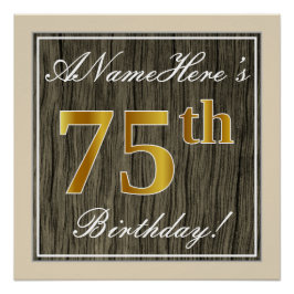 Elegant, Imitate Holz, Imitate Gold 75. Geburtstag Poster