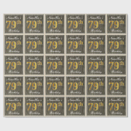 Elegant, Imitate Holz, Imitate Gold 79. Geburtstag Geschenkpapier