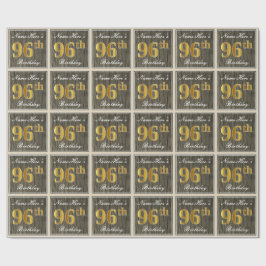 Elegant, Imitate Holz, Imitate Gold 96. Geburtstag Geschenkpapier