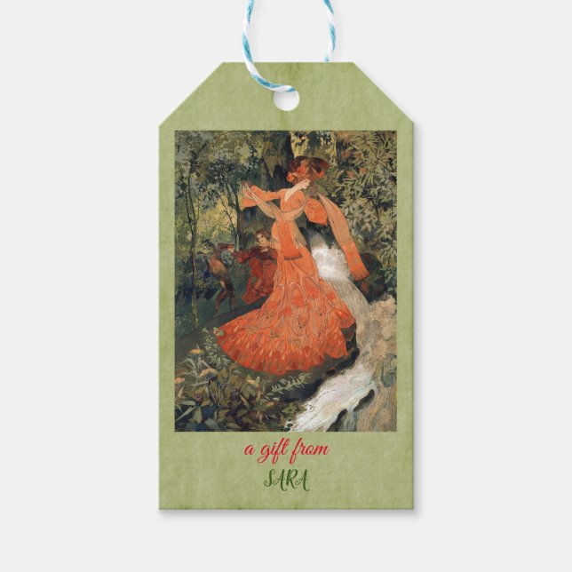 Elegant in der Nähe eines Frühlings, Geschenkanhänger (Vorderseite)