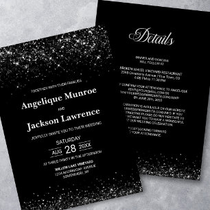 Elegant in einem Schwarzen Glitzer Hochzeit Einladung