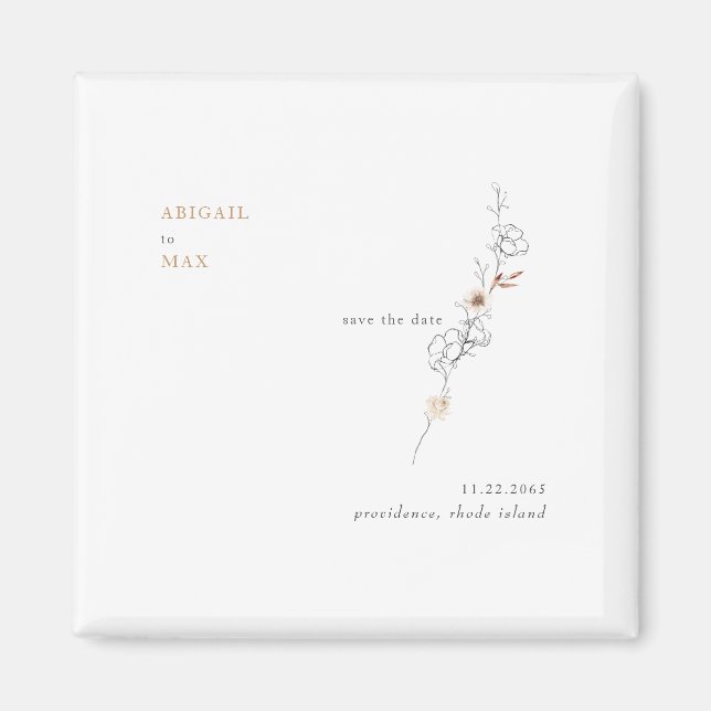 Elegant in Einfachheit Caramel Hochzeitstag Rett Magnet (Vorne)