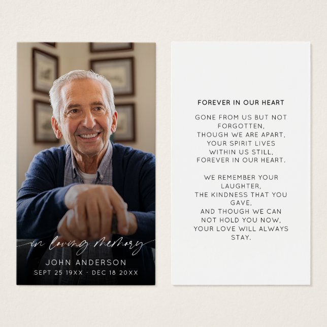 Elegant in Love Memory Script Foto Beerdigung (Vorne & Hinten)