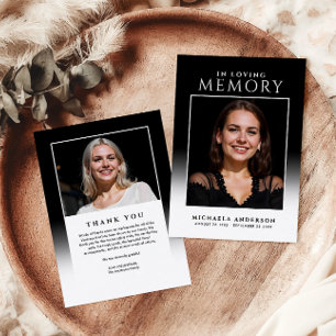 Elegant In Loving Memory 2-Foto-Trauer-/Gedenkfeie Dankeskarte