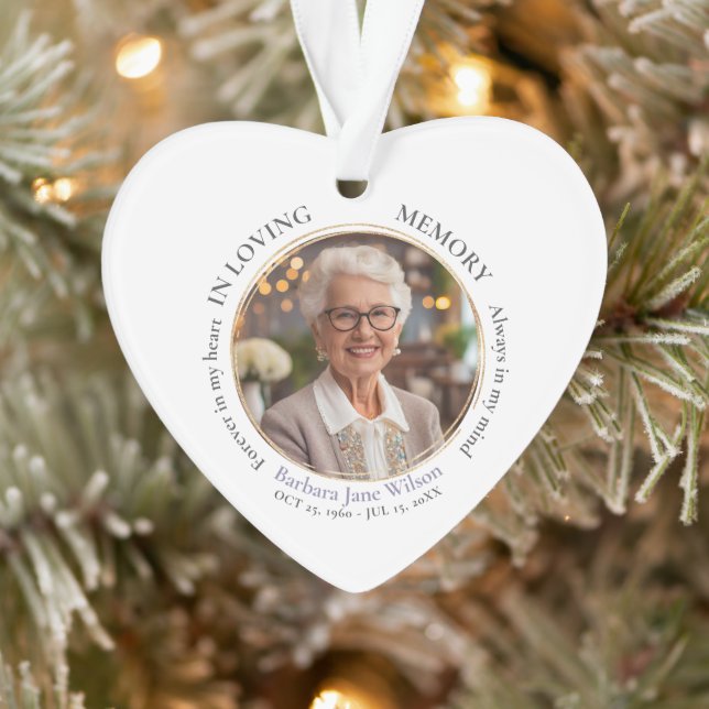 Elegant In Loving Memory Memorial Funeral Keepsake Ornament (Baum)