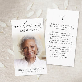 Elegant In Loving Memory Photo Cross Prayer Card Visitenkarte