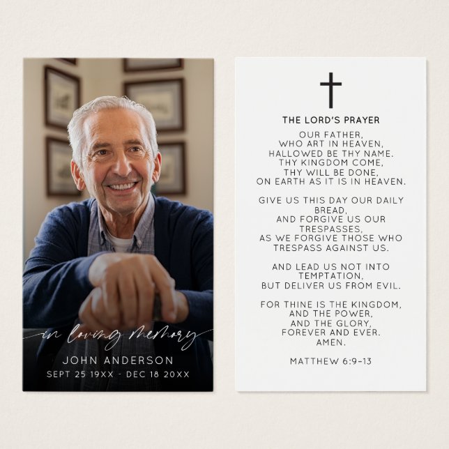 Elegant In Loving Memory Photo Funeral Prayer (Vorne & Hinten)