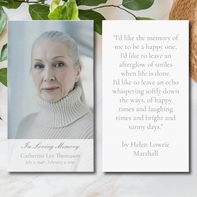 Elegant In Loving Memory Photo Prayer Cards Visitenkarte (Elegant In Loving Memory Photo Prayer Cards
)