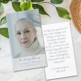 Elegant In Loving Memory Photo Prayer Cards Visitenkarte