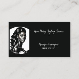 Elegant in Monochrome Haare Stylist Visitenkarte