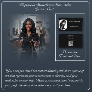 Elegant in Monochrome Haare Stylist Visitenkarte