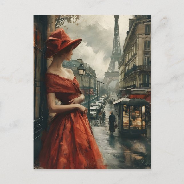 Elegant in Paris: Vintage Postkarte (Vorderseite)
