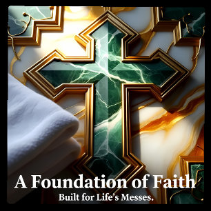 Elegant in Stone Golden Gerahmt Marmorkreuz Fliese