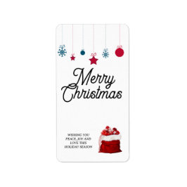 Elegant in Weiß und Rot | Frohe Weihnachten Adressaufkleber