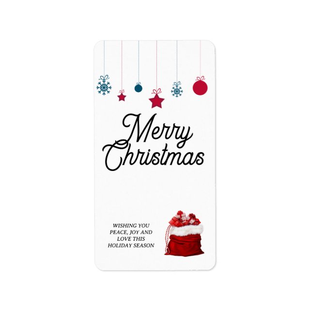 Elegant in Weiß und Rot | Frohe Weihnachten Adressaufkleber (Vorne)